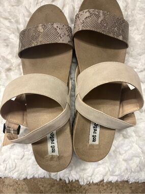 Not Rated Neutral Beige & Taupe Double-Strap Slide Sandals
